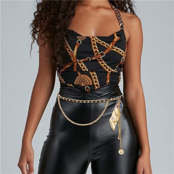 Gold Chain Belts for Women Waist Chain Fashion Adjustable Link